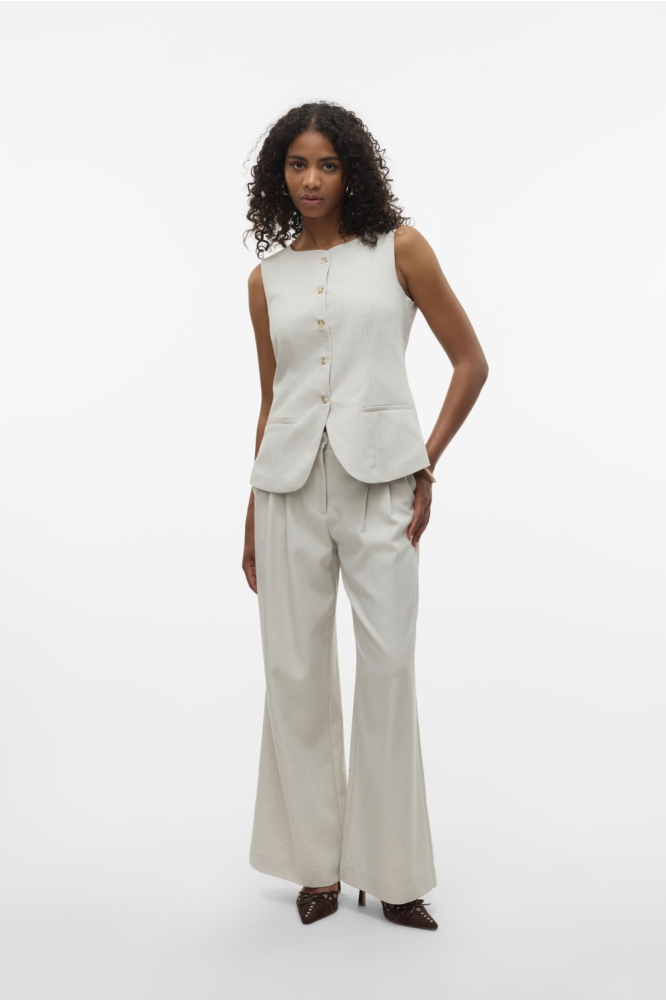 VMMIKELA MW WIDE PANTS 10330003 Birch/MELANGE AS